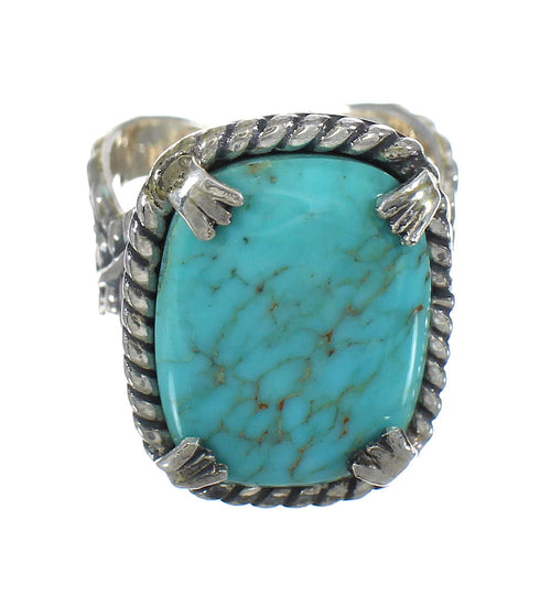 Genuine Sterling Silver Southwestern Turquoise Ring Size 6-1/4 RX62101